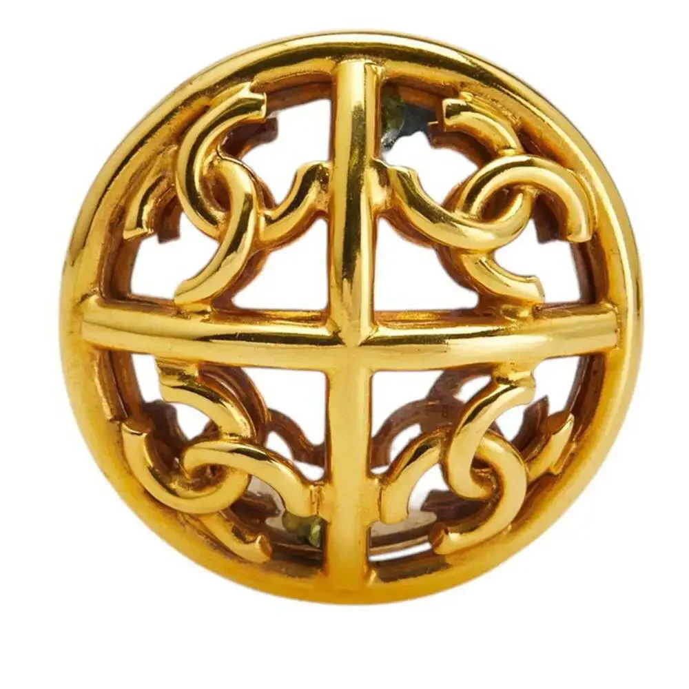 CHANEL Vintage Gold Logo Brooch